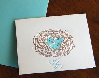 Nest, baby, letterpress, Single