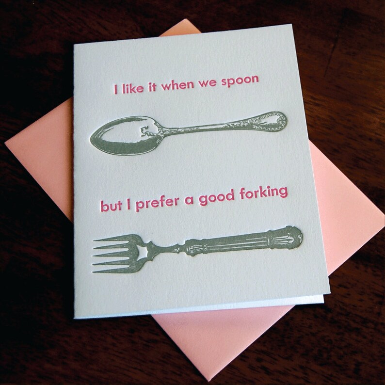 Fork & Spoon Letterpress Folded Card Single Etsy