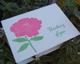 Thinking of You- letterpress, folded greeting card, Single