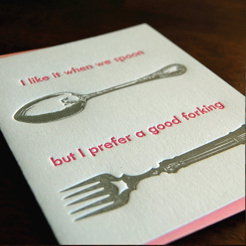 Fork & Spoon Letterpress Folded Card Single Etsy