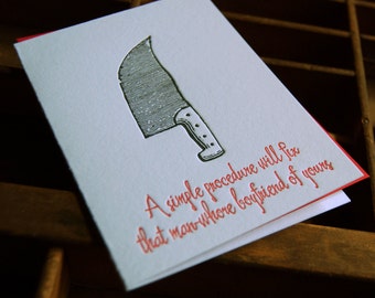 Simple Procedure- letterpress, folded greeting card, single