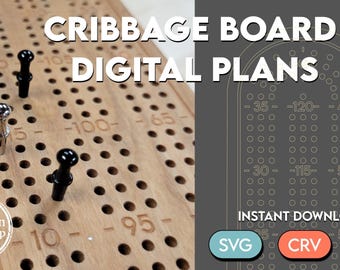 3-Spur Cribbage Board Digitale Datei | SVG | CNC Plan | CRV | Modernes Design | Stifthalter