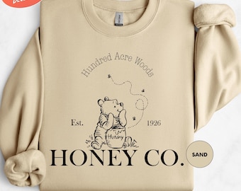Hundred Acre Woods Honey Co Sweatshirt, Disney Winnie The Pooh Sweater, Pooh Bear Crewneck, Disneyworld Shirt, Disney Family Sweatshirt