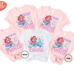 Custom Little Mermaid Birthday Shirt, Ariel Birthday Shirt, Disney Princess Shirt, Disney Princess Group Shirts, Family Matching Shirt