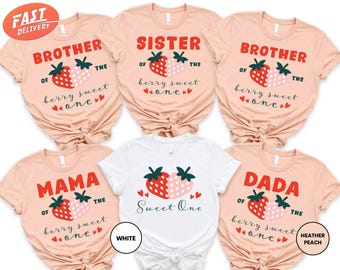 Berry First Family Birthday Shirts, Sweet One Family Shirts, Strawberry 1st Birthday Outfit, Mommy and Me Berry Family Tees