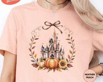 Coquette Bow Disney Castle Shirt, Disney Fall Shirt, Fall Pumpkin Shirt, Fall Vibes Shirt, Disney Thanksgiving, Disney Family Vacation Shirt