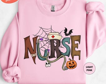 Nurse Halloween Sweatshirt, Registered Nurse Sweater, Halloween Sweatshirt, Spooky Nurse Sweatshirt, Nurse Gift, ER Crew Sweatshirt