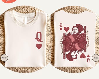 Queen of Hearts Shirt, Valentines Day Gift, Trendy Valenines Day Shirt, Cute Heart Shirt, Funny Women Queen Playing Card Shirt