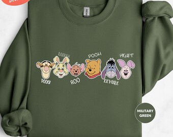 Felpa con cappuccio Winnie the Pooh e i suoi amici, felpa vintage Winnie the Pooh, maglione coordinato per la famiglia Disney, felpa con cappuccio Disneyland Trip