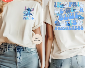 Disney Stitch Autism Shirt, Personalized Autism Shirt, Custom Stitch Shirt, In April We Wear Blue Shirt, Autism Awareness Tee, Kids Autism