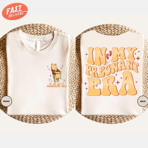 Shirt In My Pregnant Era, Disney shirt zwangerschap Pooh Bear Disney, aankondiging babyshirt, shirt zwangerschap onthullen, shirt Disney moeder, moederschaps-T-shirt