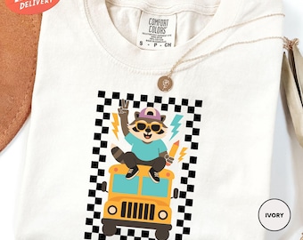 Comfort Colors Funny Raccoon School Bus Shirt, Back To School Shirt, First Day Of School Tee, School Kids Tshirt, Feral School Shirt
