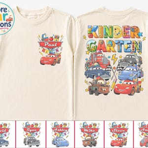 Custom Disney Cars Back to School Shirt, Kindergarten Shirt, McQueen Tow Mater Sally First Day Of School Gift, First Second Third Grade Tee