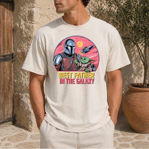 Best Father In The Galaxy Shirt, The Mandalorian Grogu Baby Yoda Tee, Star Wars Dad T-shirt, Father's Day Gift, Galaxy's Edge Trip image 3