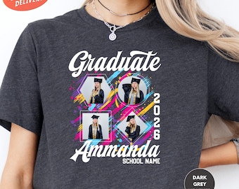 Personalized Graduate Photo Shirt, Custom Graduation Shirt, Custom School Shirt, Graduation Party Shirt, Class Of 2026 Shirt, Senior Shirt