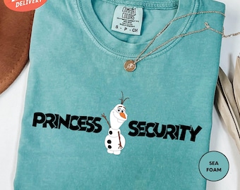 Maglietta Comfort Colors Princess Security, maglietta Disney per papà, regalo di compleanno per fidanzato, maglietta per la festa del papà, maglietta Disney Frozen Olaf, regalo per papà