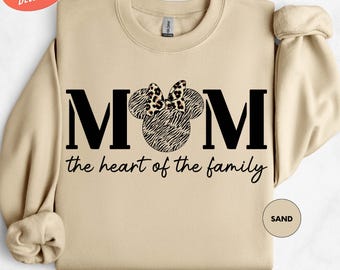 Sweat maman Disney, sweat tête Minnie, col rond fête des mères, sweat maman, cadeau fête des mères Disney, chemise maman Minnie, cadeaux pour maman