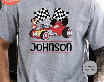 Custom Mickey Racing Car Shirt, Mickey Mouse Shirt, Disney Trip Shirt, Personalized Disney Race Shirt, Disneyland Shirt, Disney Kid Birthday