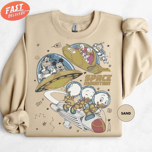 Disney Space Mountain Sweatshirt, Mickey and Friends Crewneck, Vintage Disneyland Shirt, Disney Sweatshirt, Retro Disney Sweater