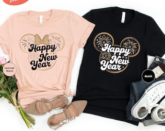 Disney Happy New Year Shirt, Disney Christmas Matching Couple Shirt, Mickey And Minnie Xmas Family Shirt, Disneyland Christmas Trip Tees