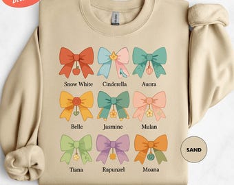 Coquette Bow Princess Sweatshirt, Disney Sweatshirt, Princess Sweatshirt, Disneyworld Crewneck, Women Sweatshirt, Magic Kingdom Sweatshirt