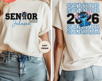 Gepersonaliseerd shirt senior 2026, shirt Disney Stitch senior, Disney afstudeershirt, shirt Disney Grad Trip, shirt senior Stitch, shirt senior, T-shirt senior