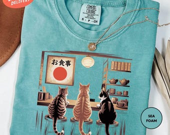 Comfort Colors Ramen Cat Shirt, Kawaii Cat Shirt, Japanese Shirt, Kawaii Kitten Shirt, Japanese Cat Shirt, Cat Lover Gift, Funny Cat Shirt