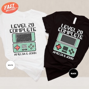 Shirt 20e verjaardag paren, aangepast jubileumcadeau, jubileum-T-shirt, gamer echtgenoot jubileumcadeau, aangepast trouwshirt