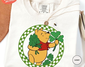 Comfort Colors® Winnie The Pooh St Patrick's Day Shirt, Disney Winnie The Pooh Shamrock Shirt, Pooh Bear Irish Day Shirt