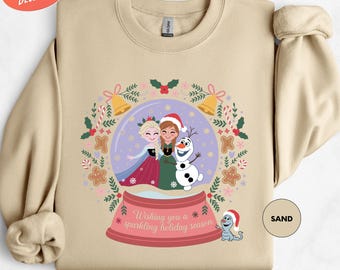 Disney Princess Elsa And Anna Christmas Sweatshirt, Disney Frozen Christmas Sweater, Frozen Olaf Crewneck, Holiday Season Sweatshirt