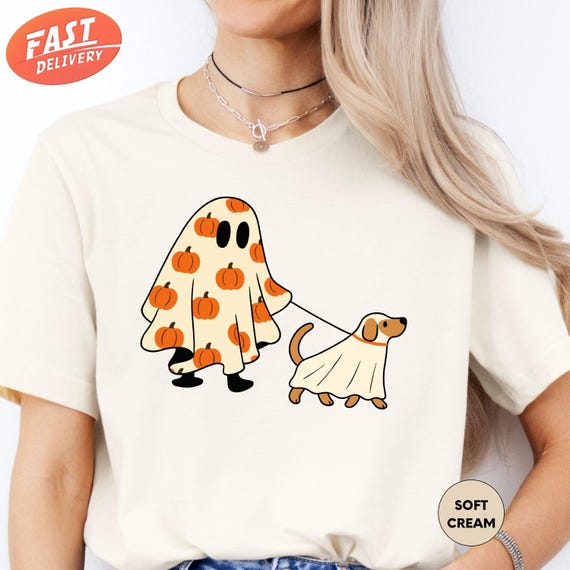 Ghost Walking Dog Shirt, Ghost Dog Shirt, Funny Halloween Shirt, Halloween Dog Shirt, Ghost Shirt, Spooky Season Shirt, Dog Lover Gift