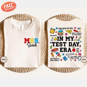 Maglietta "In My Test Day Era", Maglietta personalizzata per insegnanti, Maglietta per il giorno dei test, Maglietta per i test degli insegnanti, Maglietta personalizzata per il giorno dei test, Maglietta divertente per la scuola