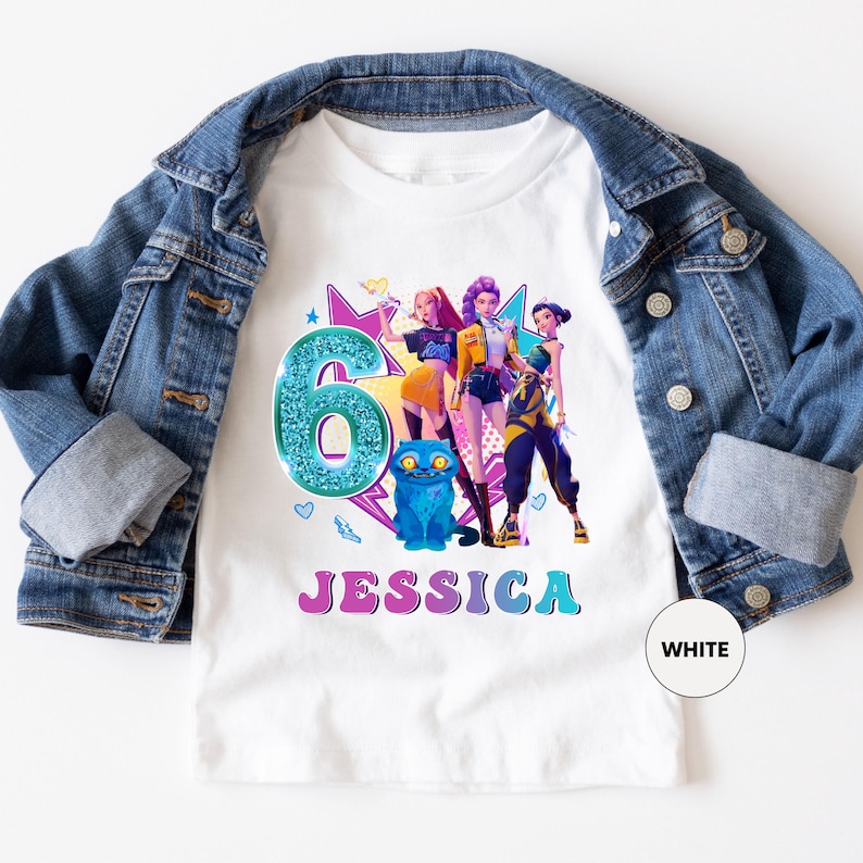 Custom Huntrix Birthday Shirt, Zoey Rumi Mira T-Shirt, Personalized Kpop Hunter Birthday Tee, Huntrix Fan Gift Shirt image 3