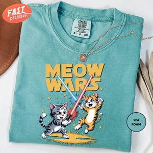 Comfort Colors Meow Wars Shirt, Star Wars Cat Shirt, Kitty Cat Shirt, Funny Cat Shirt, Star Wars Shirt, Cute Cat Shirt, Cat Lover Gift Shirt