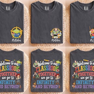 Disney Teacher Team Shirts, Toy Story Teacher Shirt, Teacher Squad Back To School T-Shirts, Teacher Name Tee, First Day Of School Tees image 2