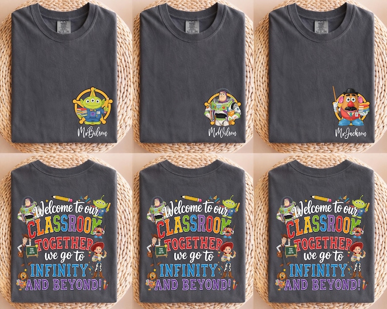 Disney Teacher Team Shirts, Toy Story Teacher Shirt, Teacher Squad Back To School T-Shirts, Teacher Name Tee, First Day Of School Tees image 2