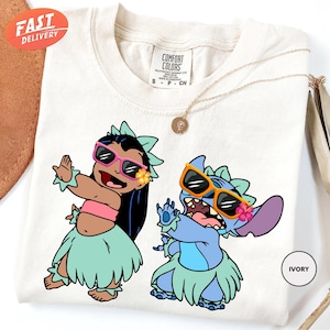 Maglietta Comfort Colors Lilo e Stitch Dancing Hawaii Aloha, Maglietta estiva Disney, Maglietta Disneyland, Maglietta Disney Family Vacation, Disney Beach