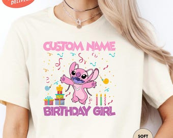 Stitch Birthday Shirt, Custom Birthday Girl Shirt, Disney Birthday Trip Shirt, Disneyland Shirt, Custom Stitch Shirt, Personalized Birthday