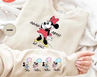 Custom Mama Mouse Sweatshirt, Minnie Mom Sweatshirt, Disney Mother's Day Crewneck, Mama with Kids Names, Personalized Disney Mom Sweatshirt