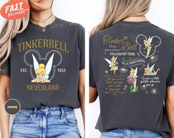 Comfort Colors Disney Tinkerbell Shirt, Tinkerbell Neverland Shirt, Disney Family Shirt, Magic Kingdom Shirt, Fairy Shirt, Disney Girls Tee