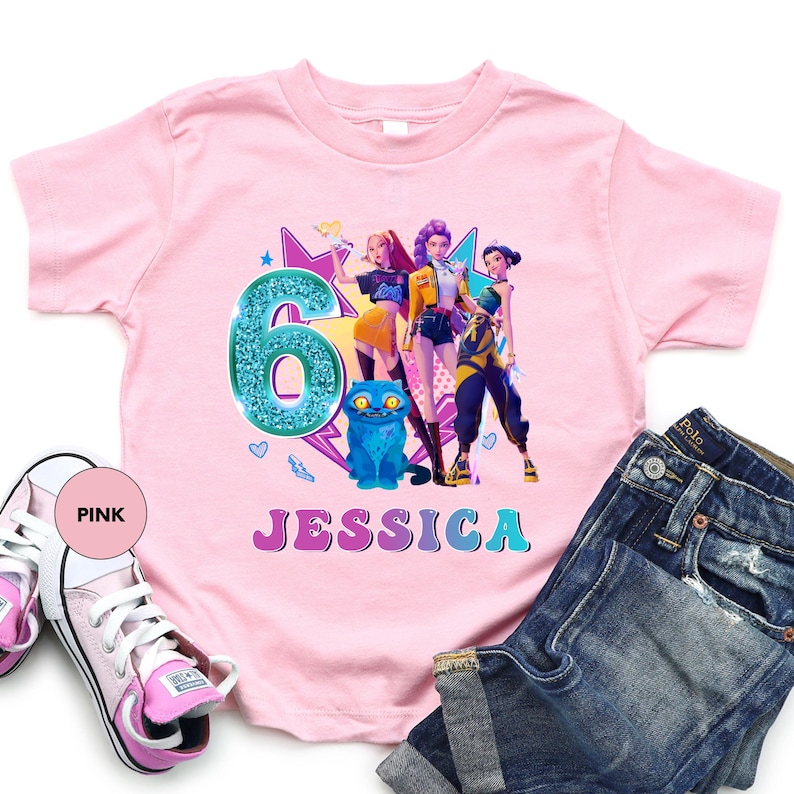 Custom Huntrix Birthday Shirt, Zoey Rumi Mira T-Shirt, Personalized Kpop Hunter Birthday Tee, Huntrix Fan Gift Shirt image 1
