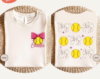 Personalized Softball Shirt, Softball Coquette Bow Shirt, Softball Mom Shirt, Game Day Shirt, Sport Mom Gift, Custom Softball Gift, Mom Gift