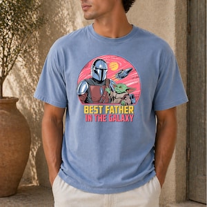 Best Father In The Galaxy Shirt, The Mandalorian Grogu Baby Yoda Tee, Star Wars Dad T-shirt, Father's Day Gift, Galaxy's Edge Trip image 1