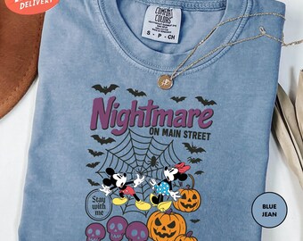 Comfort Colors Mickey Halloween Shirt, Nightmare On Main Street Shirt, Disneyland Halloween Shirt, Spooky Season Shirt, Halloween Gift