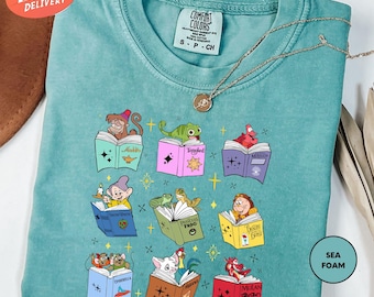Chemise club de lecture Disney Princess Sidekicks, chemise princesse Disney, chemise Disney Reading Tour, cadeau pour amoureux des livres, chemise livresque