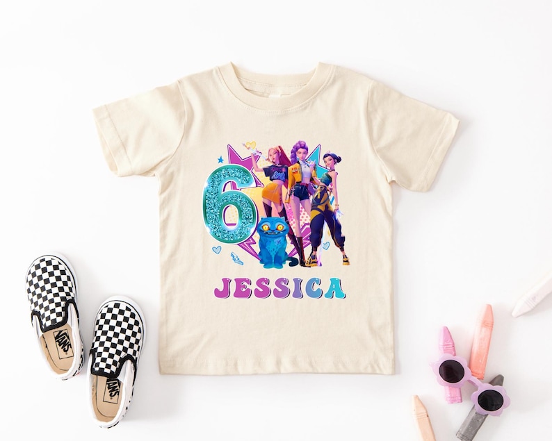 Custom Huntrix Birthday Shirt, Zoey Rumi Mira T-Shirt, Personalized Kpop Hunter Birthday Tee, Huntrix Fan Gift Shirt image 2