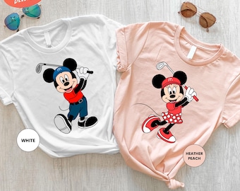 Mickey And Minnie Matching Shirt, Disney Golf Shirt, Disney Mickey Minnie Golfer Shirt, Disneyworld Shirt, Golfing Club Shirt, Golf Shirt