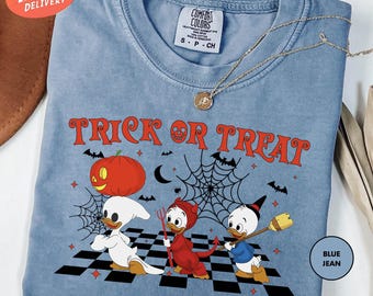 Comfort Colors Ducktales Halloween Shirt, Huey Dewey Louie Halloween Shirt, Trick Or Treat Shirt, Halloween Costume, Disney Spooky Season