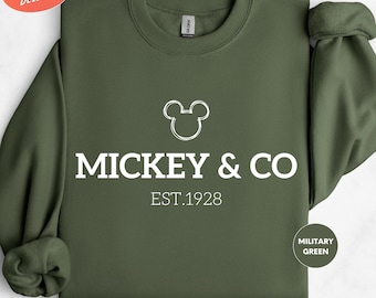 Mickey Co Est 1928 Sweatshirt, Vintage Disney Crewneck, Retro Mickey Mouse Sweater, Disney Hoodie, Disneyland Family Vacation Sweatshirt