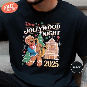 Disney Jollywood Night 2026 Shirt, Christmas Hollywood Studios Shirt, Ollie Gingerbread Shirt, Disney Christmas Universal Shirt